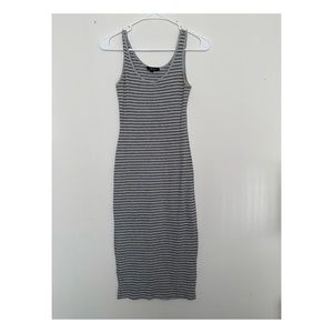 Black & Grey Stripe Body Con Dress